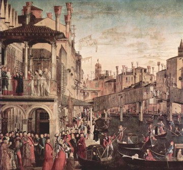 100 の偉大な芸術 Painting - ヴィットーレ カルパッチョ リアルト橋の十字架の遺物の奇跡